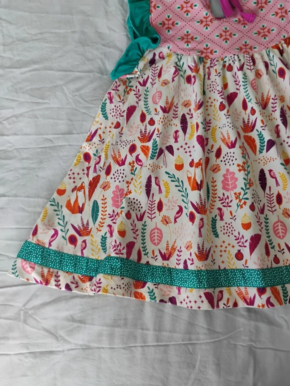 Wildflowers Teal & Pink Floral Ruffle Sleeve Dress Tunic Sz 8